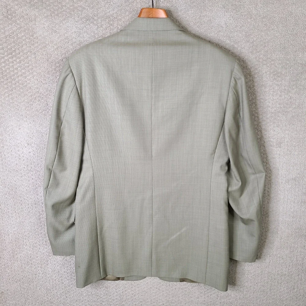 Evan-Picone Jacket Mens 40L Tan Micro Check Blazer 3 Button Pure Wool Suit Coat